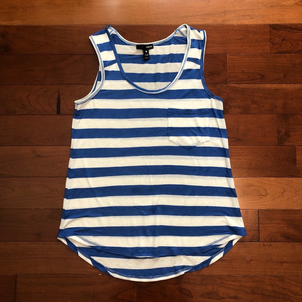 Aqua Striped Pocket Tank